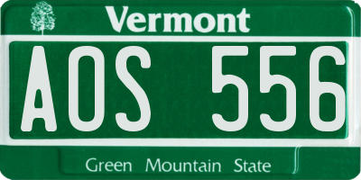 VT license plate AOS556
