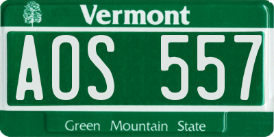 VT license plate AOS557