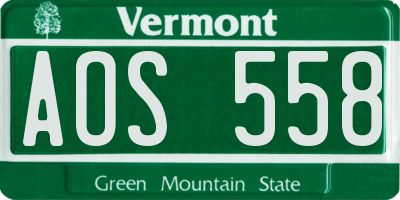 VT license plate AOS558