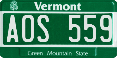 VT license plate AOS559