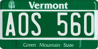 VT license plate AOS560