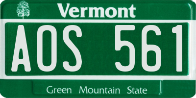 VT license plate AOS561