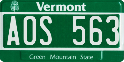 VT license plate AOS563