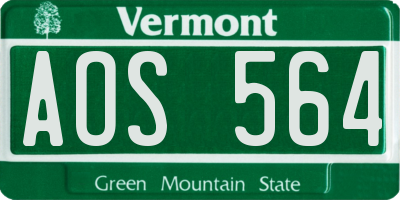 VT license plate AOS564