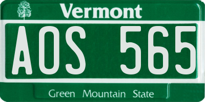 VT license plate AOS565