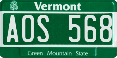 VT license plate AOS568