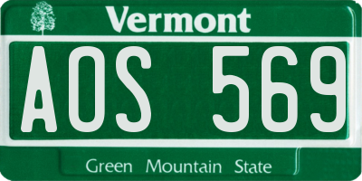VT license plate AOS569