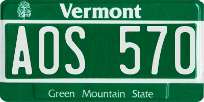 VT license plate AOS570