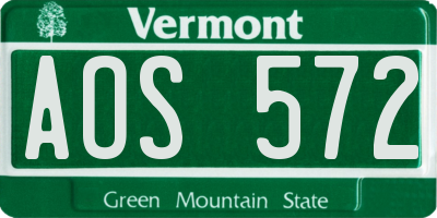 VT license plate AOS572