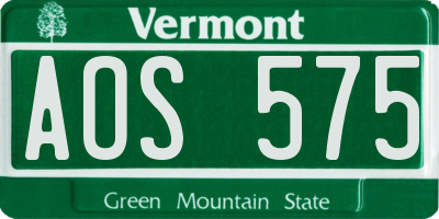 VT license plate AOS575