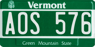 VT license plate AOS576