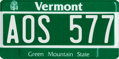 VT license plate AOS577
