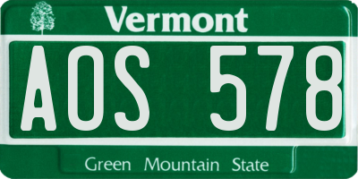 VT license plate AOS578