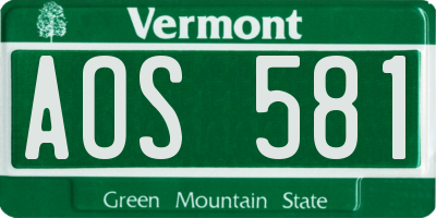 VT license plate AOS581