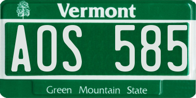 VT license plate AOS585