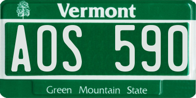 VT license plate AOS590