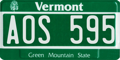 VT license plate AOS595