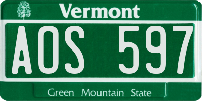 VT license plate AOS597