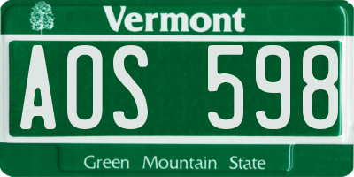 VT license plate AOS598
