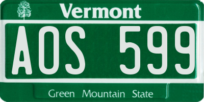 VT license plate AOS599