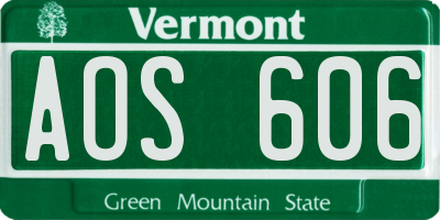VT license plate AOS606