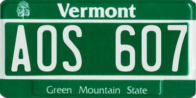 VT license plate AOS607