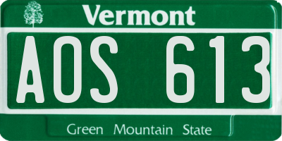 VT license plate AOS613