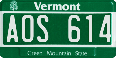 VT license plate AOS614