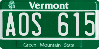 VT license plate AOS615