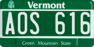 VT license plate AOS616