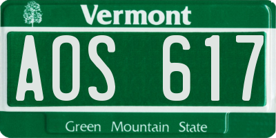 VT license plate AOS617