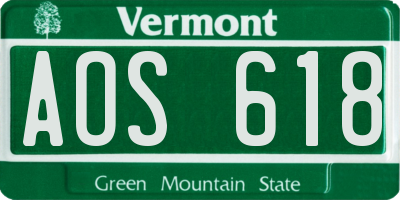 VT license plate AOS618