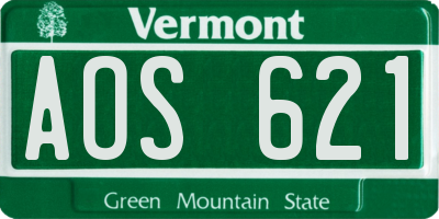 VT license plate AOS621