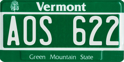 VT license plate AOS622