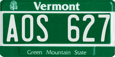 VT license plate AOS627