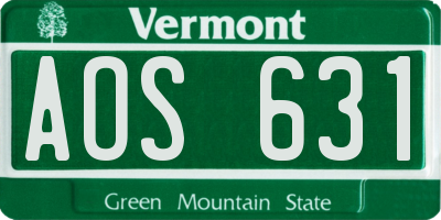 VT license plate AOS631