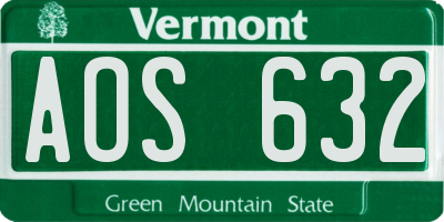 VT license plate AOS632
