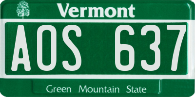 VT license plate AOS637