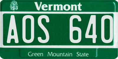 VT license plate AOS640