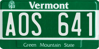 VT license plate AOS641
