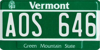 VT license plate AOS646