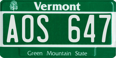 VT license plate AOS647