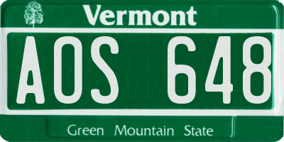 VT license plate AOS648