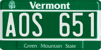 VT license plate AOS651