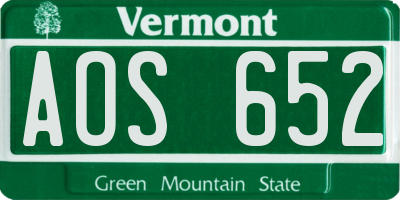 VT license plate AOS652