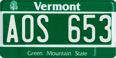 VT license plate AOS653