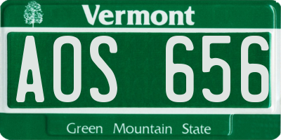 VT license plate AOS656