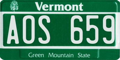 VT license plate AOS659