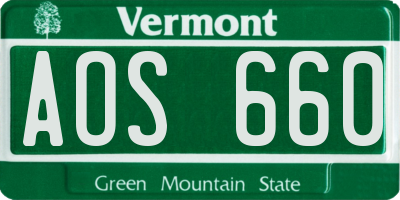 VT license plate AOS660