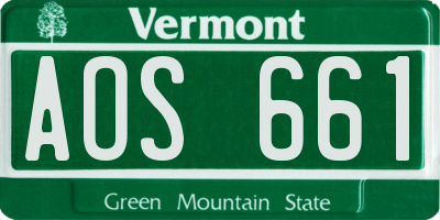 VT license plate AOS661
